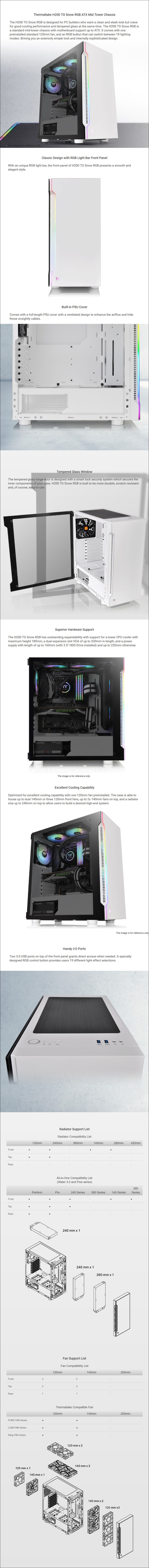 CA-1M3-00M6WN-00 : Thermaltake H200 RGB Tempered Glass Mid Tower